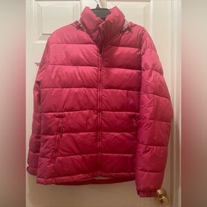 STEVE&BARRY'S Pink Hide-away Hood Double Down Feather Puffer Jacket